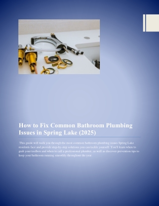 How to Fix Common Bathroom Plumbing Issues in Spring Lake