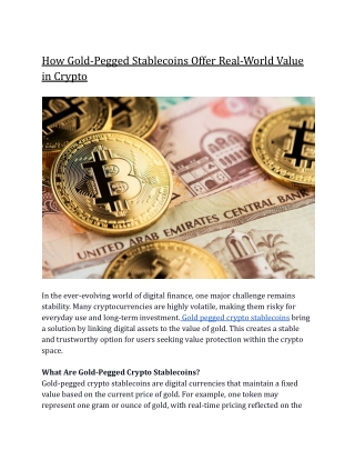 How Gold-Pegged Stablecoins Offer Real-World Value in Crypto