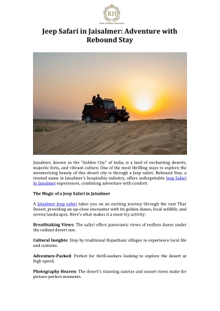 Jeep Safari in Jaisalmer Adventure with Rebound Stay