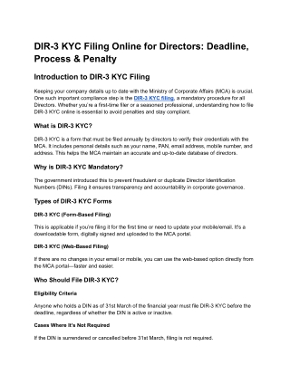 DIR-3 KYC Filing Online for Directors_ Deadline, Process & Penalty
