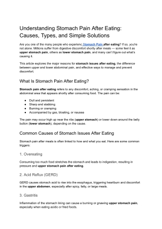 understanding stomach pain after eating causes