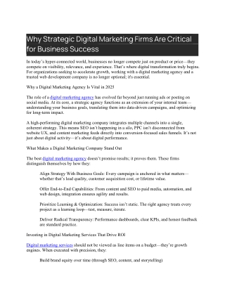 Why Strategic Digital Marketing Firms Are Critical for Business Success