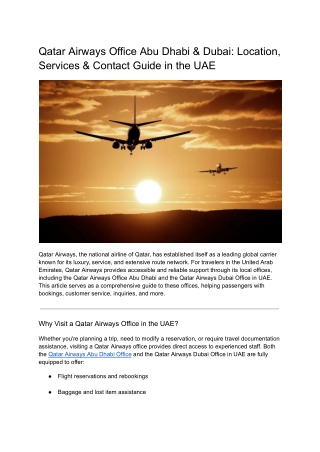 Qatar Airways Office Abu Dhabi & Dubai: Complete Guide for Passengers in the UAE