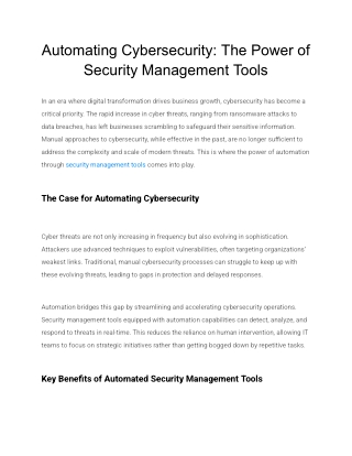automating cybersecurity the power of security