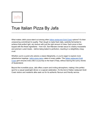 True Italian Pizza By Jafa