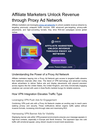 Affiliate Marketers Unlock Revenue through Proxy Ad Network