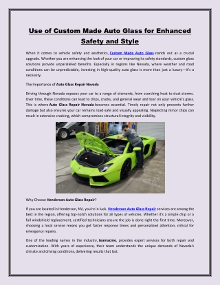 use of custom made auto glass for enhanced safety