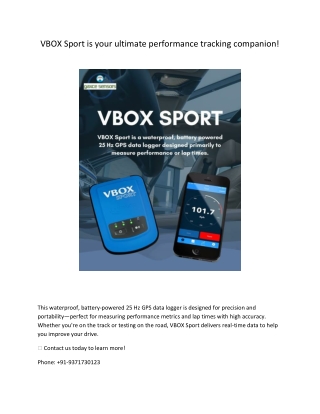 VBOX Sport is your ultimate performance tracking companion!