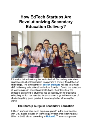 How EdTech Startups Are Revolutionizing Secondary Education Delivery