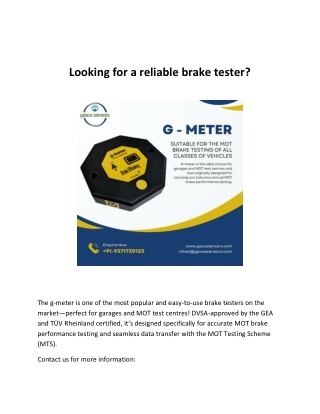Looking for a reliable brake tester