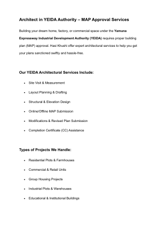 Architect in Yeida Authority MAP Approval