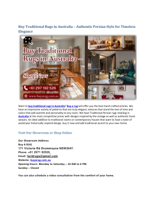Buy Traditional Rugs in Australia – Authentic Persian Style