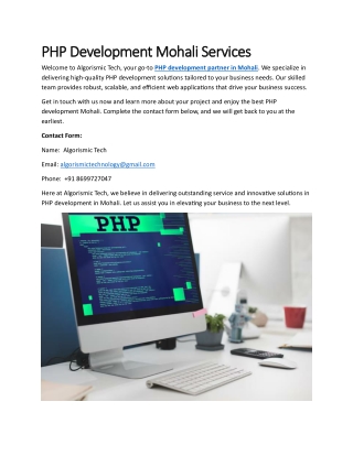 PHP Development Mohali