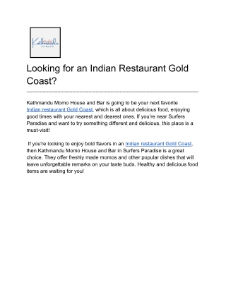 Looking for an Indian Restaurant Gold Coast