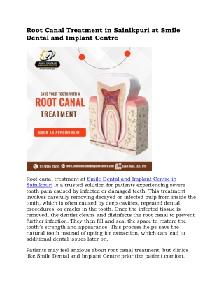 Root Canal Treatment in Sainikpuri at Smile Dental and Implant Centre