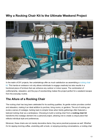 Why a Rocking Chair Kit Is the Ultimate Weekend Project