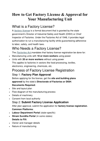How to Get Factory License & Approval for Your Manufacturing Unit