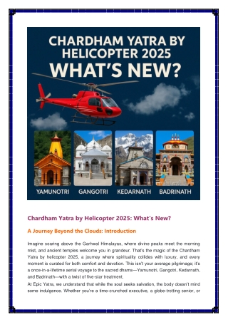 Chardham Yatra by Helicopter 2025 What’s New