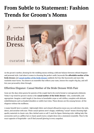 From Subtle to Statement Fashion Trends for Groom’s Moms