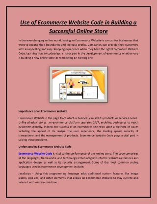 use of ecommerce website code in building
