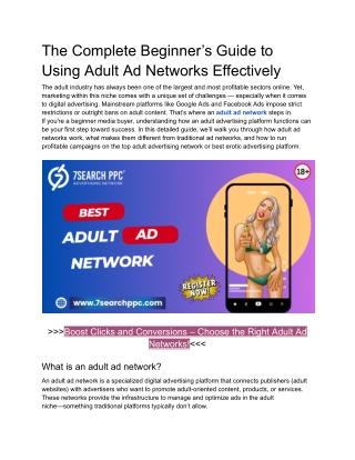 The Complete Beginner’s Guide to Using Adult Ad Networks Effectively