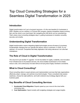 Top Cloud Consulting Strategies for a Seamless Digital Transformation in 2025