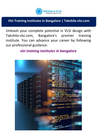 Vlsi Training Institutes In Bangalore | Takshila-vlsi.com
