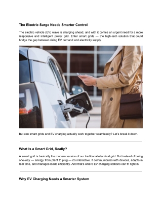 Can Smart Grids and EV Charging Work Hand in Hand_