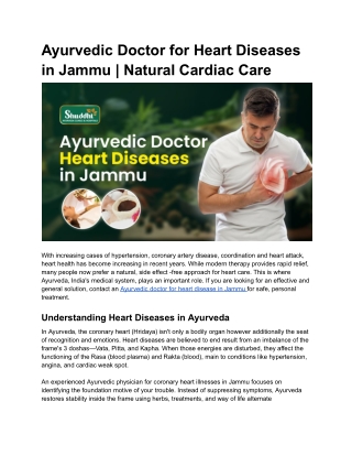 Ayurvedic Doctor for Heart Diseases in Jammu | Natural & Herbal Heart Care