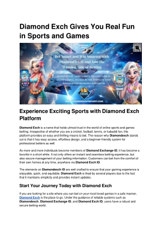 Diamond Exch is Your Trusted Partner for Diamond Exchange ID
