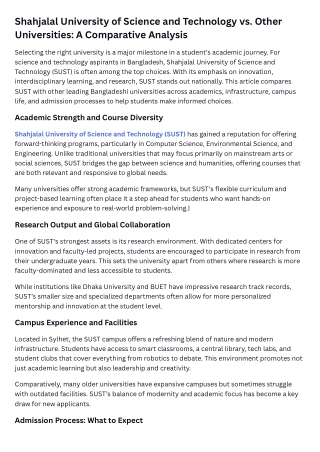 Shahjalal University of Science and Technology vs. Other Universities A Comparative Analysis