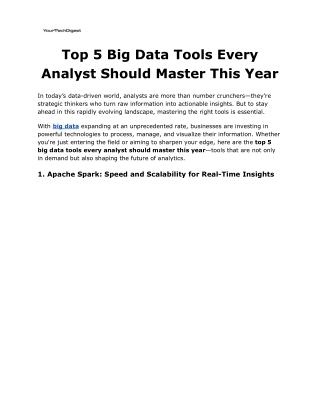 Top 5 Big Data Tools Every Analyst Should Master This Year