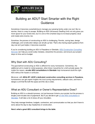 building an adu start smarter with the right