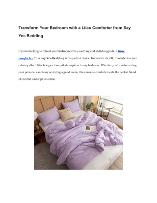 Transform Your Bedroom with a Lilac Comforter from Say Yes Bedding