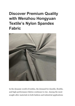 Premium Nylon Spandex Fabric by Wenzhou Hongyuan Textile for Versatile Use