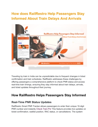 How does RailRestro Help Passengers Stay Informed About Train Delays And Arrivals
