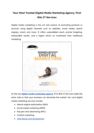 Your Most Trusted Digital Media Marketing Agency, First Rite IT Services