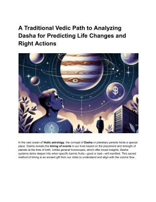 A Traditional Vedic Path to Analyzing Dasha