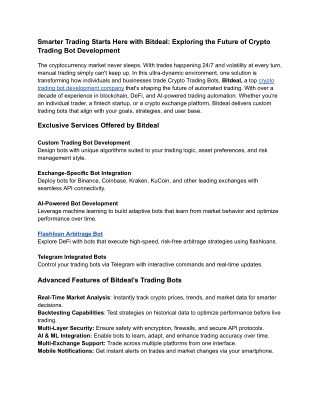 Smarter Trading Starts Here with Bitdeal: Exploring the Future of Crypto Trading