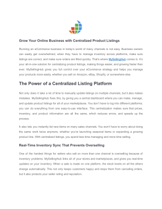 Grow Your Online Business with Centralized Product Listings