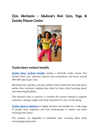 Zym Mechanix – Madurai’s Best Gym, Yoga & Zumba Fitness Centre