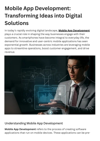 Mobile App Development Transforming Ideas into Digital Solutions
