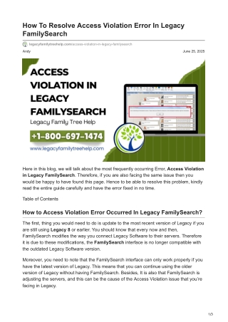 How To Resolve Access Violation Error In Legacy FamilySearch