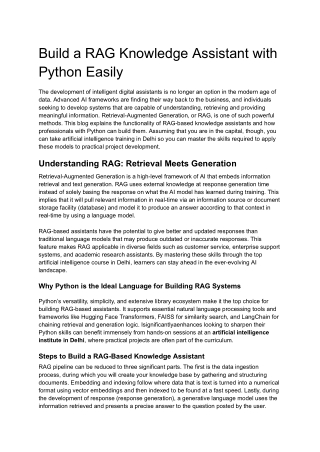 Build a RAG Knowledge Assistant with Python Easily
