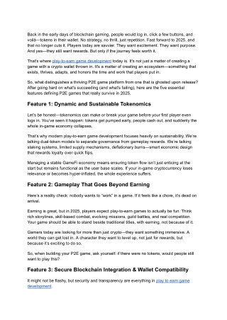 Top 5 Must-Have Features in Play-to-Earn Game Development for 2025
