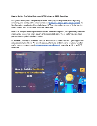 How to Build a Profitable Metaverse NFT Platform in 2025- Assetfinx