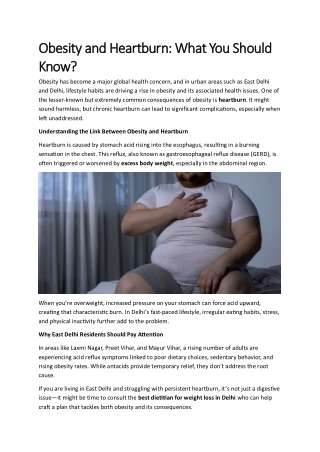 Obesity and Heartburn: What You Should Know?