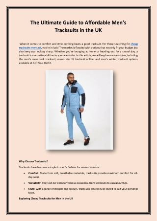 The Ultimate Guide to Affordable Mens Tracksuits in the UK