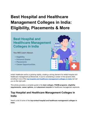 Best Hospital and Healthcare Management Colleges in India_ Eligibility, Placements & More