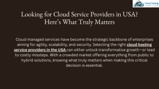 Looking for Cloud Service Providers in USA Here’s What Truly Matters